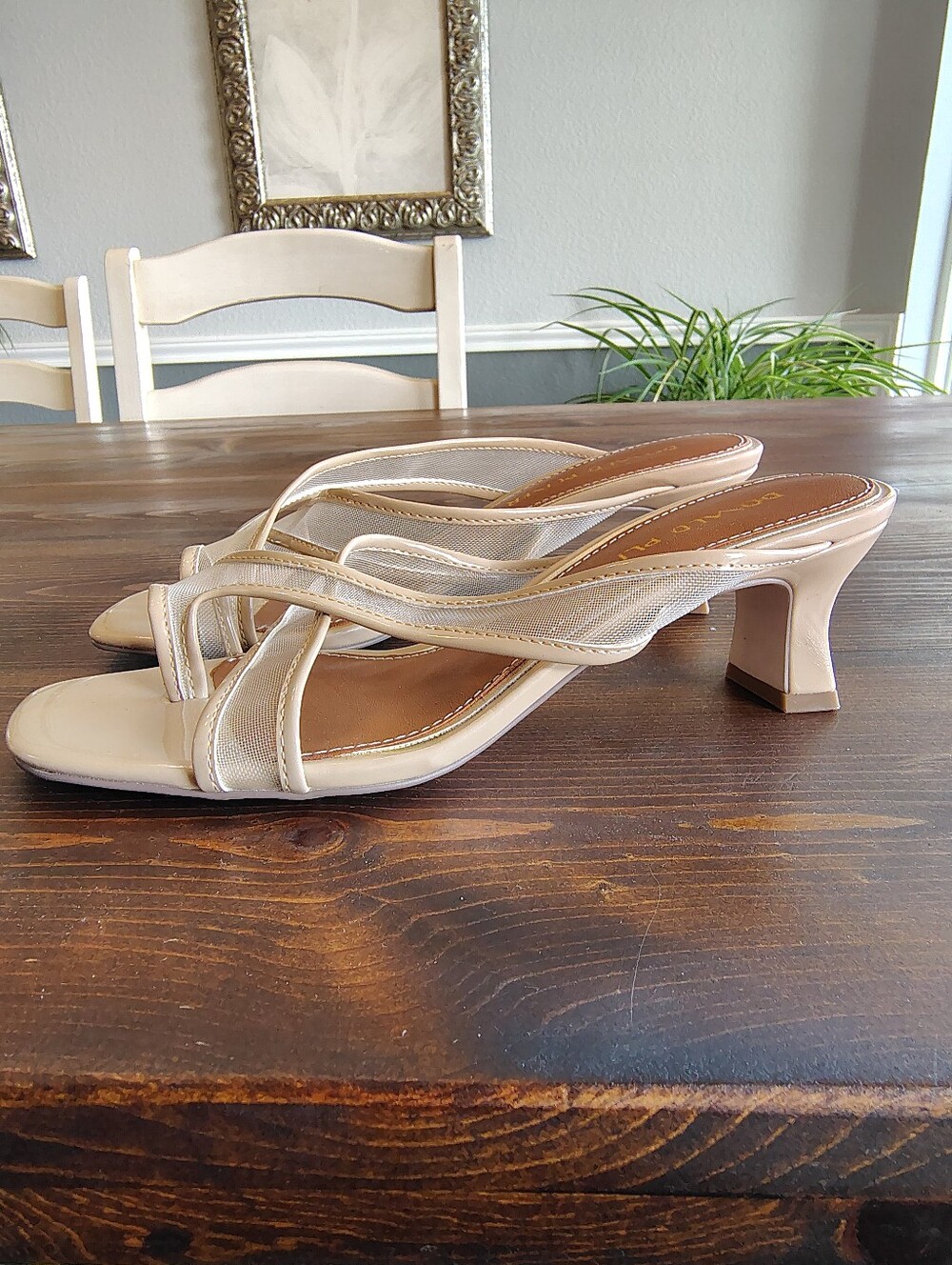 Donald Pliner Beige Strappy Mid-Heel Sandals